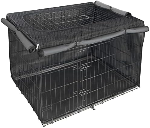 Explore Land Dog Crate Cover Durable - Polyester Pet Kennel Cover Universal Fit for 24-48 inches Wire Dog Crate (24 Inch (Pack of 1), Black Cover)