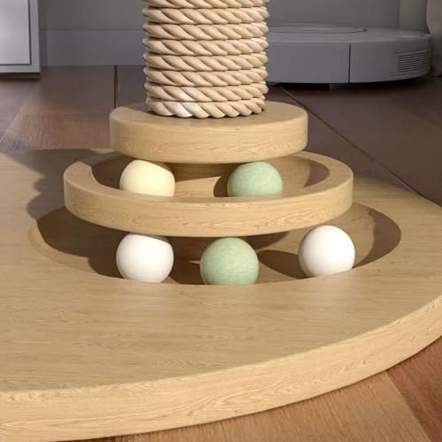 Rascador para Gato de Madera Natural con Juguete Colgante miniatura 5