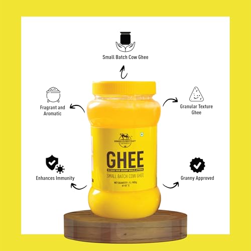 Image of Kings Everyday Cow Ghee 500ml | Aromatic & Nutritious | Small Batch Cow Ghee | Pure Danedar Ghee 500gm (Pack of 1)