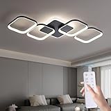ANTENLICHT LED Deckenleuchte Wohnzimmer 50W 5600LM mit Fernbedienung Stufenlos Dimmbar 2700 6500K, Wohnzimmerlampe mit Memory Funktion aus Metall für Schlafzimmer Esszimmer Flur Kinderzimmer, Schwarz
