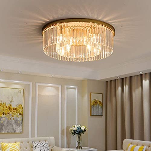Plafonnier suspension en cristal doré E14 d40cm de style rétro américain