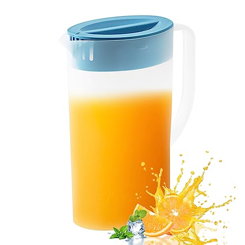 Plastic Fridge Jug 2 L Water Jug Juice Jug with Filter Lid and Handle Water Pitcher Teapot for Hot Cold Ice Water Juice Ice Tea Coffee Milk Wine and Beverage