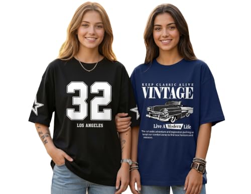 Image of AUSK Oversized T-Shirts || Printed Half Sleeve Tshirt for Womens