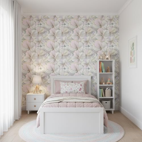 Image of Pink Floral Wallpaper for Walls | Peel and Stick Self Adhesive Wall Sticker | Waterproof PVC Vinyl Decorative Wall Decor for Home, Living Room, Bedroom & Office (45x300 cm)