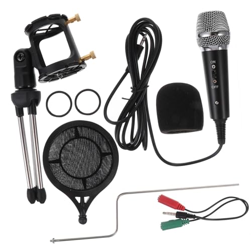 Microphone à condensateur Vaguelly avec support de table noir pour PC
