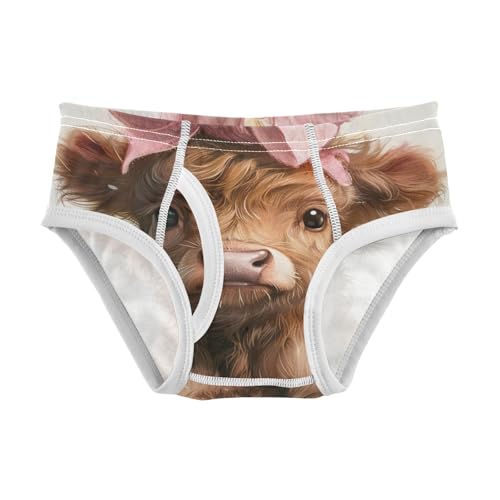 ODAWA Highland Cow Bow Cute Soft Boys Cotton Underwear Tagless Underwear 2T Boys
