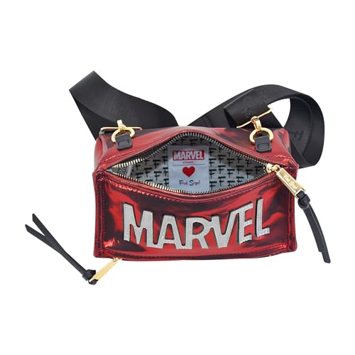Fred Segal Marvel Logo Crossbody Bag, Women's Mini Handbag Purse with Adjustable and Removable Shoulder Strap, Red4