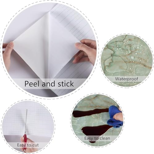 Image of TEKCOOL Wall Stickers DIY Wallpaper Vinyl Marble Wallpaper Peel and Stick Waterproof Wallpapers for Home Kitchen Countertop Cabinet Furniture Oil Proof Kitchen Stickers(Light Green-4 pc)!