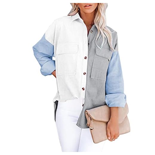 Rutig Skjorta Dam Långärmad Jacka Oversized Skjorta Top Urban Style Casual Shirt Blå+XL