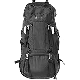 [ラドウェザー] 登山 リュック 大容量 60L テフロン加工ではっ水・防汚 リュックサック メンズ レディース 2気室構造 レインカバー付き (ブラック)