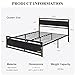 SHA CERLIN Queen Size Bed Frame with Modern Headboard, Heavy Duty Platform Metal Base with Square Footboard and 13 Strong Slats Support, No Box Spring Needed, Black