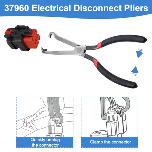 Image of STHIRA Electrical Disconnect Plier Clamp Tool 8 inch Carbon Steel Automotive Connector Pliers with Rubberized Insulated Handle, Terminal Release for Auto Mass Air Flow Sensors Fuel Injectors