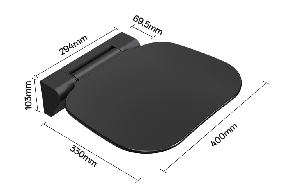 Asiento de Ducha Plegable para Montaje en Pared, Silla de Ducha Plegable con Capacidad de hasta 200 kg, Taburete de baño Antideslizante, para Personas Mayores y con discapacidad,Negro