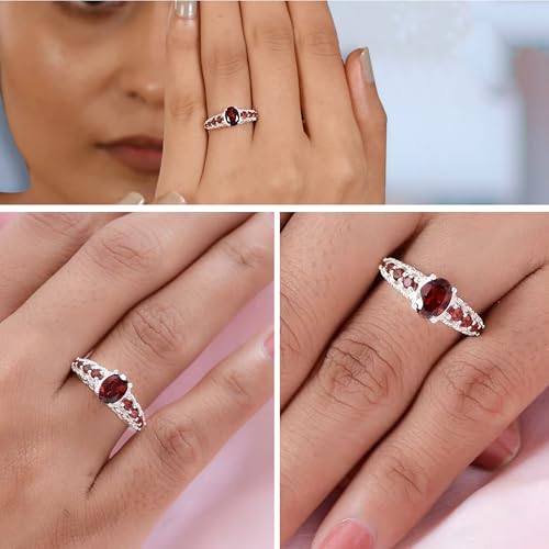 shop lc delivering joy 9 stone garnet ring for women in 925 sterling silver - january birthstone promise engagement vintage red garnet jewelry birthday gifts for womens