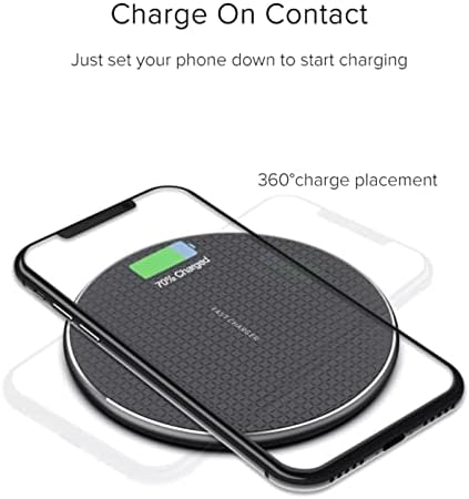 Qi Wireless Charger Fast Wireless Phone Charging Pad for 10W Max for smartphone Compatible with iPhone 13/12/12 Pro/11/11 Pro Max/XS Max/XR/XS/X/8/SE, Galaxy S20/S10/S9/S8, Huawei, Xiaomi (No Adapter)