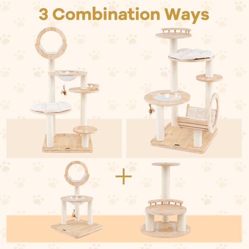 Árbol para Gatos de Madera 57 Pulgadas con Multiniveles miniatura 4