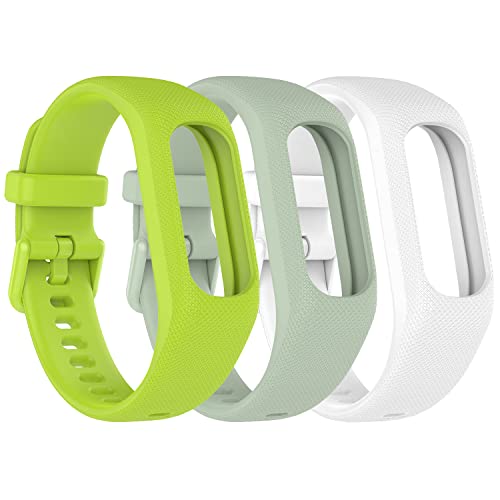 Image of Soft Silicone Bands Compatible with Garmin Vivosmart 5 Straps Replacement Wristbands with Secure Metal Watch Clasp Buckle Bracelet Band Case Cover for Women Men, 3 Pack