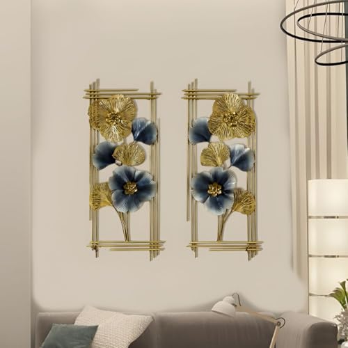Image of SHREE 'O' GREEN TECH - Set of 2 Big Metal Multicolor Wall Art Decorative Leaf Handcrafted Wall Hanging Sculpture Frame for Living Room, Bedroom, Hallway, Hotel, Office & Restaurant