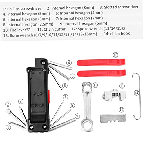 Bicycle Repair Kit Multifunctional 14 in 1 Foldable Bike Maintenance Tool Set Black,Bicycle Multi Tool - Image 4