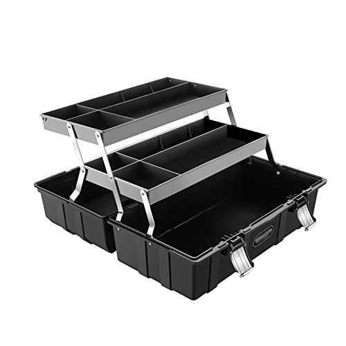 Conservazione Degli Attrezzi Cassetta degli attrezzi protetti a doppio blocco in acciaio inossidabile con cassetta degli attrezzi in plastica del vassoio rimovibile con organizzatore di archiviazione