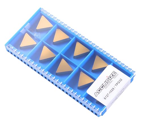 Accusize Industrial Tools TPG32(TPGN1603) Tin Coated Carbide Inserts, T Shaped, 10 Pcs/Box, 2127-1029x10