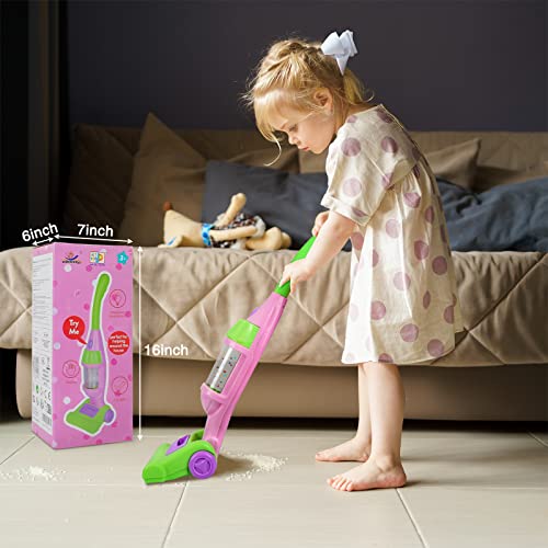 Kids Vacuum Cleaner Toy For Toddler, Pink Toy Vacuum Cleaner With Light & Realistic Sounds, Pretend Role Play Household House Keeping Kids Cleaning Set Playing Learning Toys For Children Girls Boys #TOP6