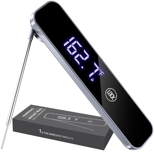 Termómetro Cocina, Homtronics Termómetros Alimentos Digital de Lectura instantánea de 1s, 180° Reversible Retroiluminación y Calibración, ° C / ° F Conmutable para Carne, BBQ, Comida, Horno, Liquidos