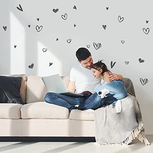 Superdant 52 Pieces Loving Hearts Wall Stickers Black Love Vinyl Wall Decals Art Stickers Valentine's Day Heart For Baby Bedroom Murals Vinyl Decals Removable Nursery Kids Room Diy Decorations #TOP2