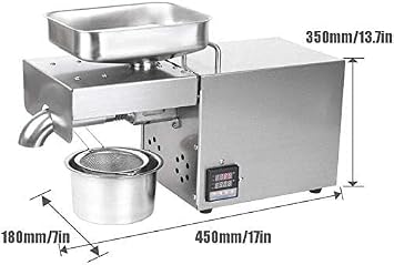 Oil Press Machine 610W Cold/Hot Press Automatic Nuts Seeds Oil Extractor Organic Oil Extractor Household Commercial Grade 304 Stainless Steel Oil Press Machine Intelligent Control 110V