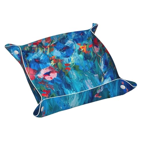 Leather Valet Tray Abstract Ivy Flower Nightstand Organizer Desk Organizer and Storage for Keys, Phone, Wallet, Coin
