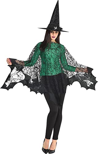 amscan Adult Black Spider Web Seethrough Poncho - One Size (Pack of 1) - Elegant, Extraordinary and Stylish, Occasions