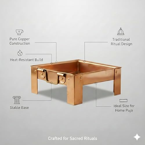 Image of Copper Hawan Kund for Home Pooja | ASHT Kamal Design Havan Kund | Premium Copper Homa Kundam for Havan & Homam Rituals. (10 INCHES)