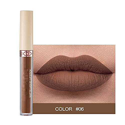 Maepeor Matte Liquid Lipstick 6Pcs Nude Brown Velvety Lip Gloss Kit Long-Lasting Wear Non-Stick Cup And Not Fade Lipstick Set For All Undertone (Nude-Brown Series, 6Pcs-D) #TOP6
