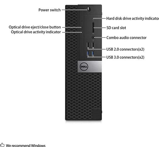 Dell Optiplex 3046 SFF Ordinateur de Bureau, Intel Core i5-6500, 8 Go de RAM, SSD de 256 Go, Wi-FI, Bluetooth, Clavier QWERTY américain, Windows 11 Pro (Reconditionné)