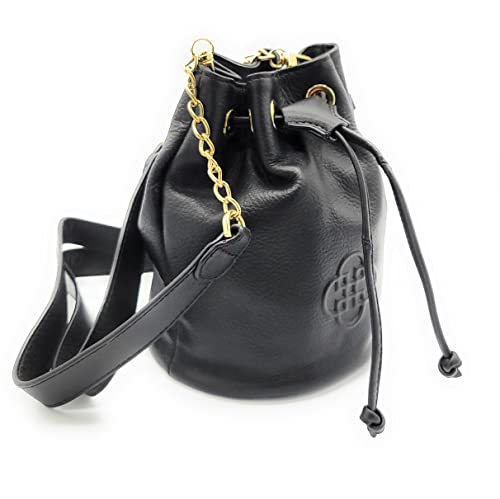 Sac à bandoulière en cuir véritable noir SADDLER Pixie cylindrique pour femme