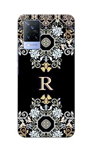 Image of PRINTFIDAA Name II Initial II Letter Floral Pattern Alphabet R Printed Designer Hard Back Case Cover for Vivo V21 (5G) -(SS) MVN1007