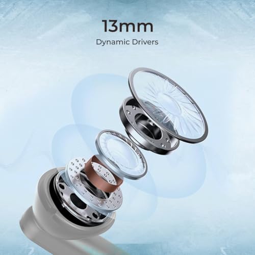 Image of pTron Basspods P81 in-Ear Wireless Earbuds, Pristine Sound, 32Hrs Playtime, Clear Calls TWS Earbuds, Bluetooth V5.1 Headphone, Type-C Fast Charging, Voice Assist & IPX4 Water Resistant (Grey)