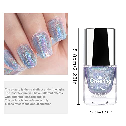 Ownest Holographic Nail Polish, Gorgeous Glossy Holographic Halo Glitter Polish Nail Art Nail Pigment Diamond Laser Nail Polish-LS01 - Thumbnail 2