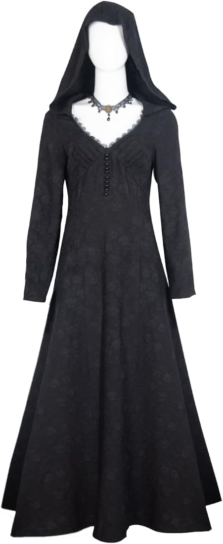 Bela Dimitrescu Costume Vampire Lady Cosplay Hooded Dress Halloween Village Evil Long Black Skirt