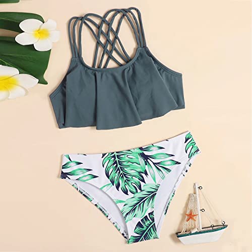 Kids Girls 2024 New Two-Pieces Bikini Swimsuit Set Halter Tops Shorts Swimwear Bathing Suit Tankini3