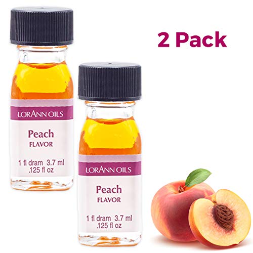 LorAnn Oils Super Strength Flavoring - Used For Candy Making, Flavoring, Baking, Hard Candy, & Flavor Oils - Bold, Natural Flavors 4X Stronger Than Extracts - Peach, Pack of 2, 0.125 fl oz