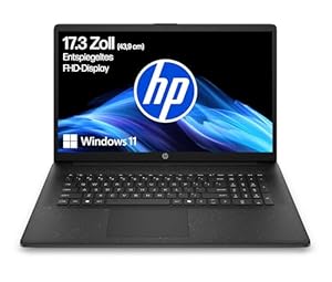 HP Laptop mit 17,3" FHD Display, AMD Ryzen 7 7730U, 16 GB DDR4 RAM, 512 GB SSD, AMD Radeon-Grafik, Windows 11, QWERTZ, Schwarz inkl. 25 GB Dropbox-Speicher für 12 Monate