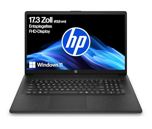 HP Laptop mit 17,3' FHD Display, AMD Ryzen 7 7730U, 16 GB DDR4 RAM, 512 GB SSD, AMD Radeon-Grafik, Windows 11, QWERTZ, Schwarz inkl. 25 GB Dropbox-Speicher für 12 Monate
