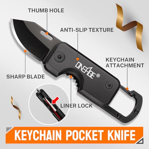 Image of Pocket Knife for Men Gifts, Stocking Stuffers for Men - Christmas Bulk, Keychain Edc Gift with 1.56inch Blade - Small Folding Knives for Everyday Carry, Box Cutter - Gadgets for Camping, Hiking