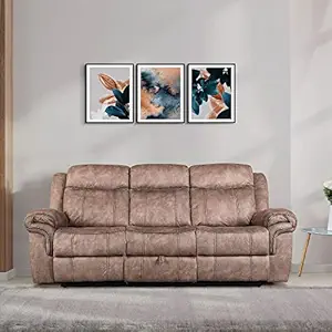 HomeTown Enfield Fabric 3 Seater Recliner in Brown Colour