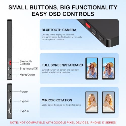Image of 4 inch Back Camera Monitor for iPhone 7-16, Magnetic Vlog Selfie Monitor Screen Phone, 1080P Wireless Screen Mirroring, Back Camera Selfie Monitor for Vlog YouTube TikTok, Snaplylens for iPhone,Android