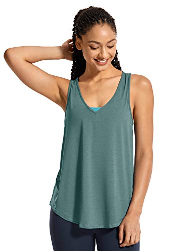 CRZ YOGA Mujer V Neck T-Shirt Camiseta sin Mangas de Entrenamiento Fitness...