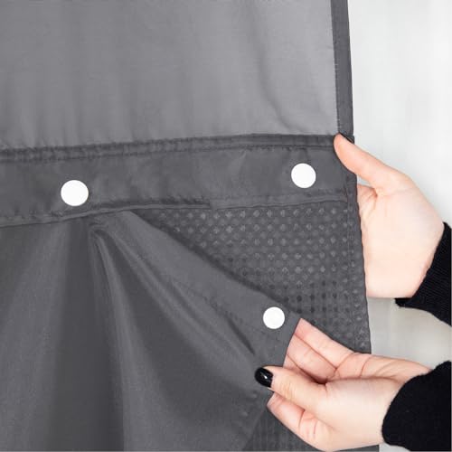 eachope 1 Pack Fabric Snap-in Shower Curtain Liner Replacement,Compatible with No Hook Shower Curtain with Snap in Liner, Removable & Water-Repellent,Machine Washable,70x54,Grey