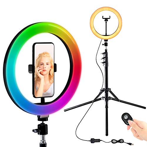 Black Friday - 80% OFF 10" RGB Selfie Ring Light, LED Ringlight with Tripod Stand & Phone Holder for Live Stream/Make Up/YouTube/TikTok/Photography/Video Recording