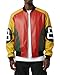 EASTIFIED Mens 8 Ball Pool Billiard Bomber Lightweight Casual Stylish Fashion 80s 90s Retro Zip Up Faux Leather Jacket (3X-Large, Red Yellow Green)